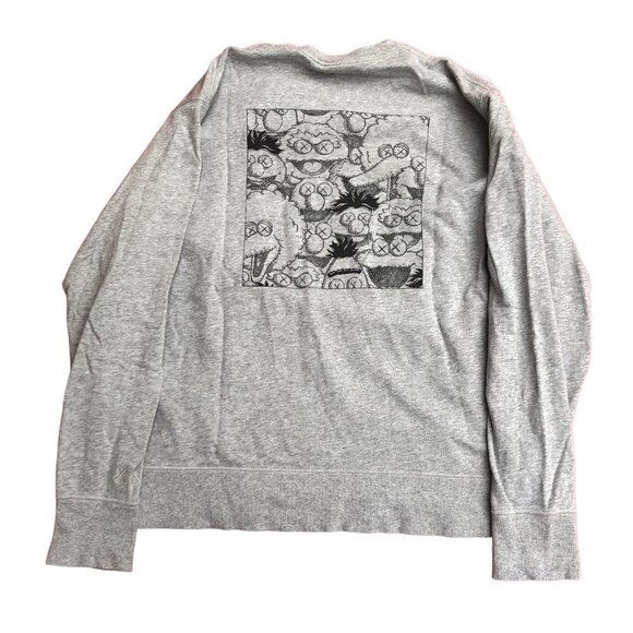 Rare Kaws X Uniqlo Sesame Street Sweater Large Gray - Picture 1 of 8